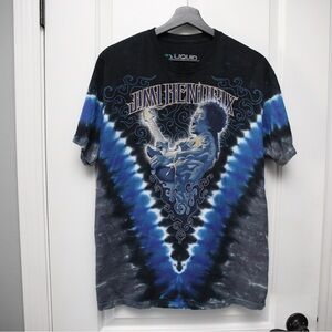 Vintage Liquid Blue Jimi Hendrix Purple Haze V-shape Tie-Dye Shirt